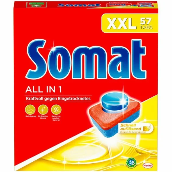 Somat Spülmaschinentabs All In 1, Kraftvoll Gegen Eingetrocknetes, 56 Tabs 1