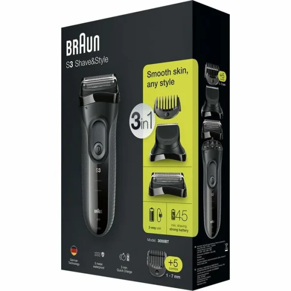 Braun Rasierer Series 3 Shave&Style 3000BT, 3 In 1, Für Männer, Trockenrasierer, Trimmer 3