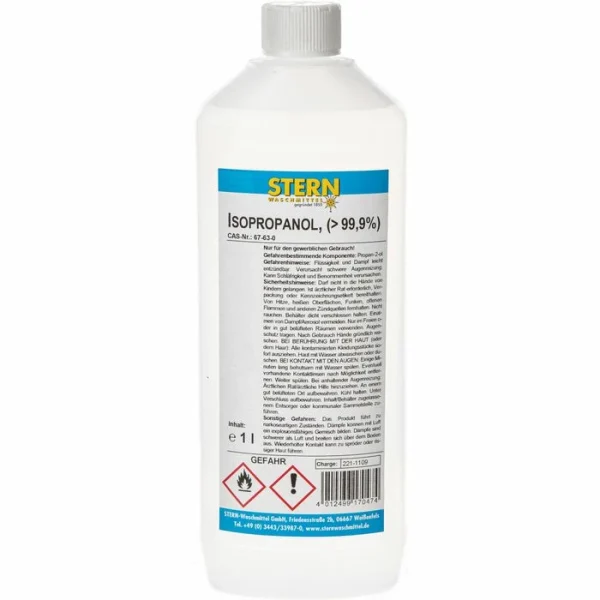 Stern Isopropanol 99,9%, Alkoholreiniger, Fettlöser, Isopropylalkohol, 1 L 1