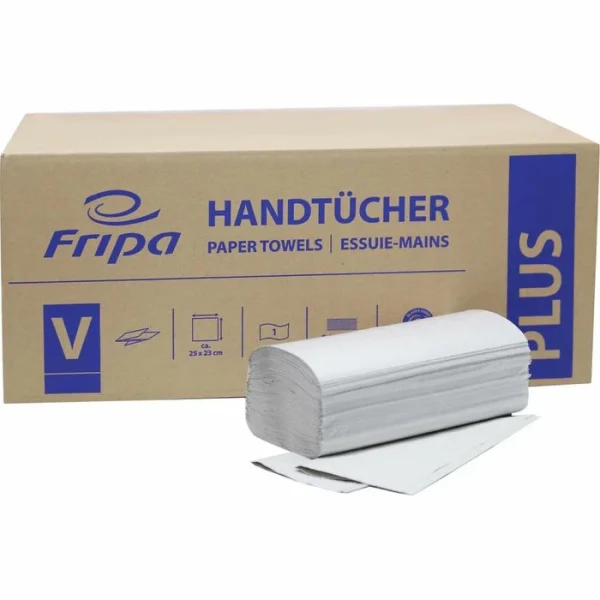 Fripa Papierhandtücher Plus, 1-lagig, Natur, Zick-Zack-Falz, 25 X 23 Cm, 5000 Stück 1
