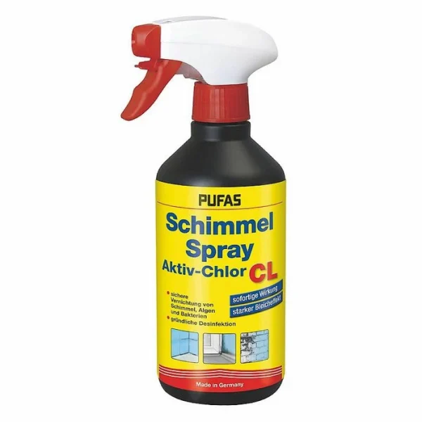 Pufas Schimmelentferner Schimmelspray Aktiv-Chlor, CL, Chlorhaltig, Desinfiziert, 1 Liter 1
