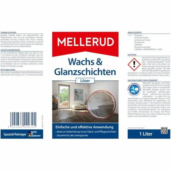 Mellerud Grundreiniger Wachs & Glanzschichten, Löser, 2001000325, Säurefrei, 1 Liter 6