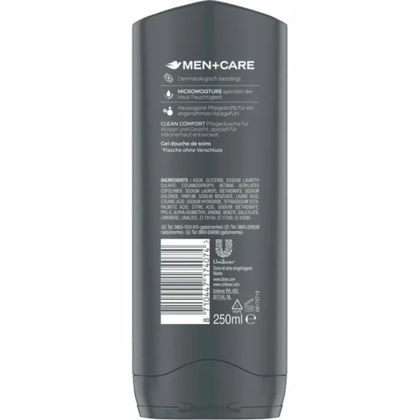 Dove Duschgel Men+Care 3-in-1 Clean Comfort, Für Männer, 250ml 8