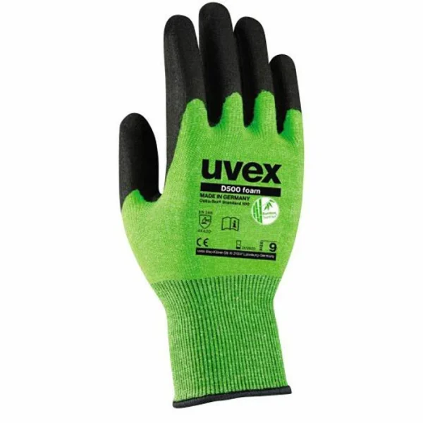 Uvex Arbeitshandschuhe D500 Foam, 6060409, Schnittschutzhandschuhe, Grün, Größe 9, 1 Paar 1
