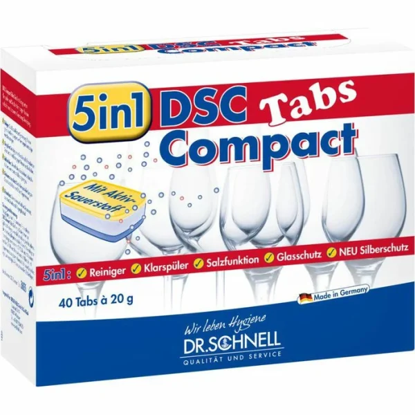 Dr.Schnell Spülmaschinentabs DSC TABS COMPACT, 5 In 1, Mit Aktiv-Sauerstoff, 40 Tabs 1